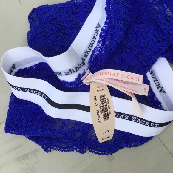 4 pair Victoria Secret Blue Purple set lace OS - Picture 3 of 11